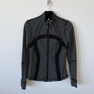 Lululemon Athletica Black and White Striped Define Jacket